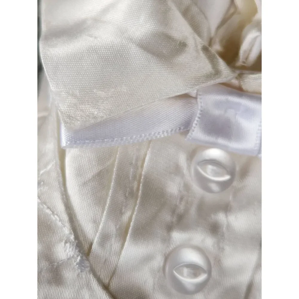 Phyllis Babywear boys 0-6 month vintage cream white satin formal shorts romper d